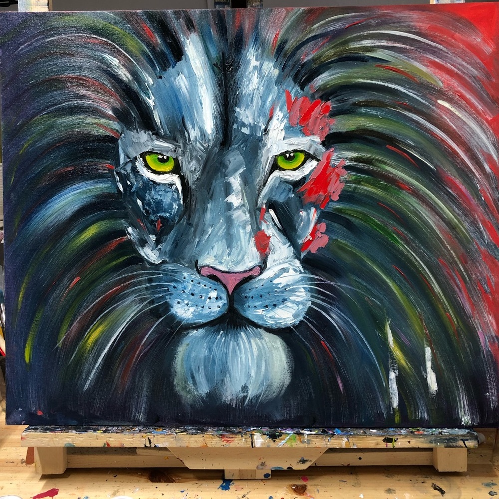 NEW Lion Oil Painting by me Size 18x24 inches